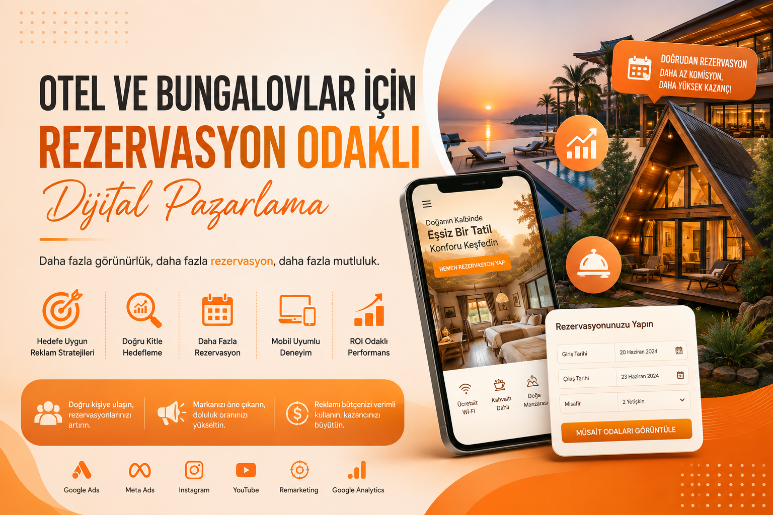 Otel ve bungalovlar için rezervasyon odaklı dijital pazarlama